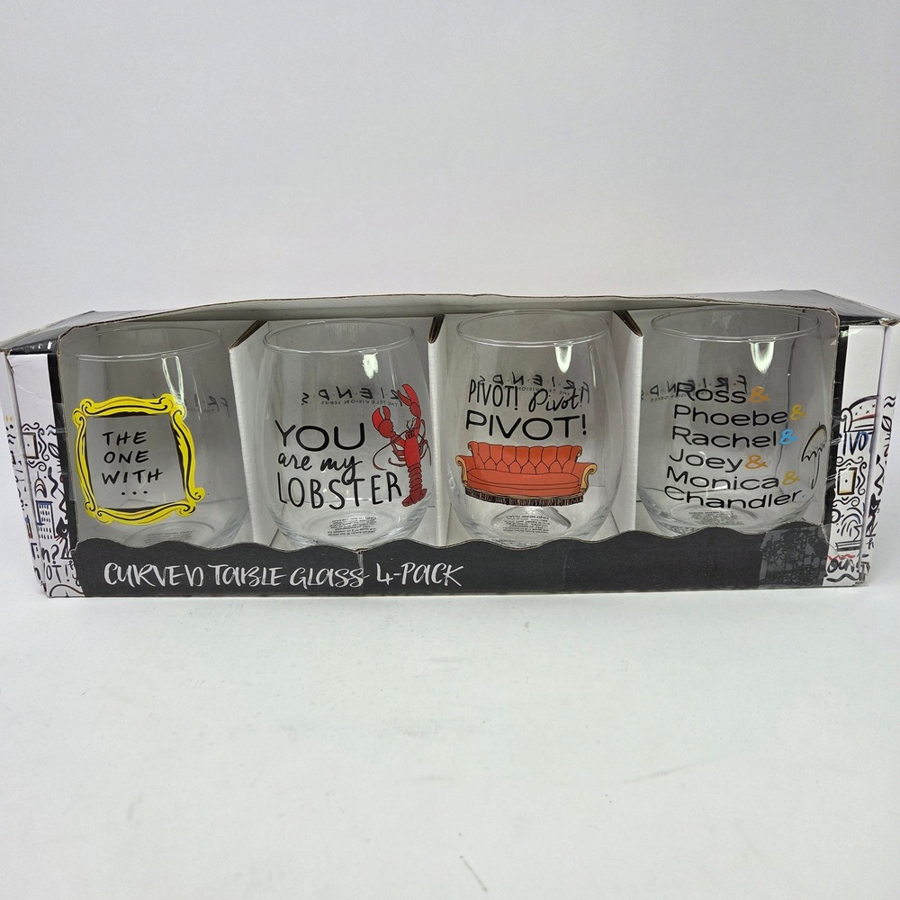 Friends The Television Series Curved Table Glass 4-Pack Set Pivot Lobster